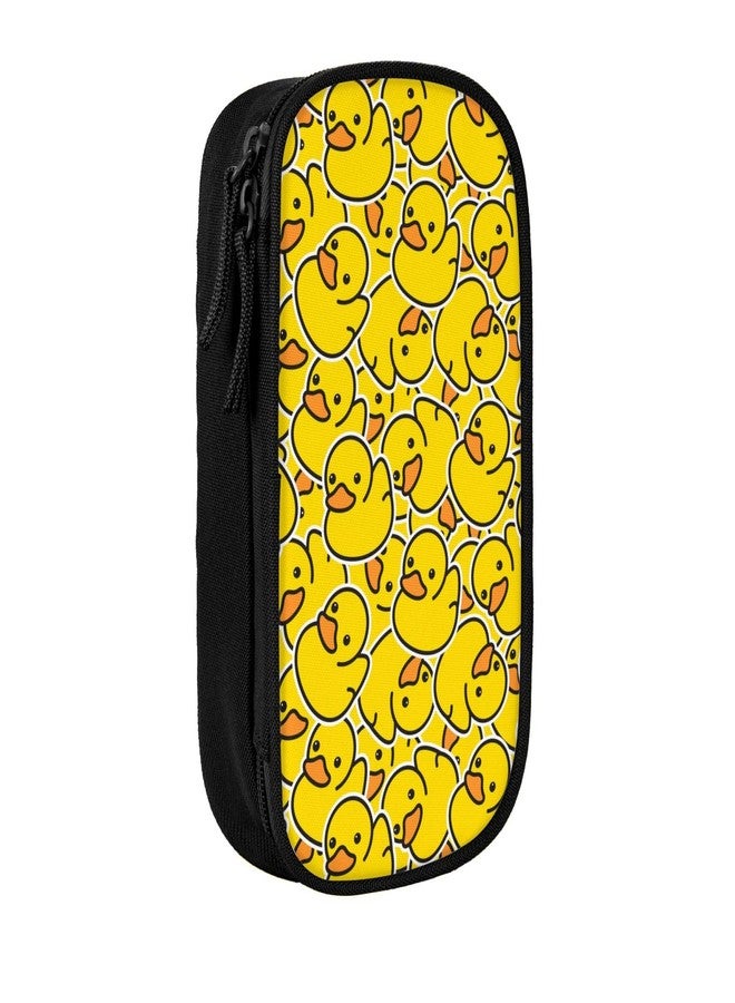 Perinsto Cute Rubber Ducky Pencil Case Big Capacity Multi Compartment Stationery Box Yellow Cartoon Ducks Pencil Pouch Holder Desk Organizer For School Office Home, Black - Image 2